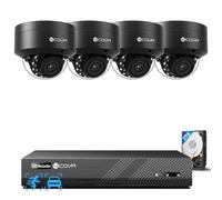 4COVR PoE CCTV Camera System 5MP, AI Human Vehicle Detection, 4Pcs 5MP IK10 Vandal-Proof Dome IP Security Camera with Mic, 8CH 8MP H.265 NVR with 2TB HDD, IP67 Home Weatherproof Outdoor, ELY54AB5M0804