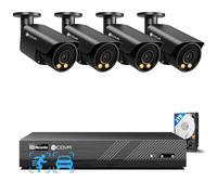 4COVR PoE CCTV Camera Systems 4K, 2 Way Audio & Smart Color Night Vision, 4X 8MP Bullet PoE IP Security Cameras IP67, Person Vehicle Detection, 8CH 4K NVR 2TB HDD, 24/7 Home Video, ELY37YB8M0804