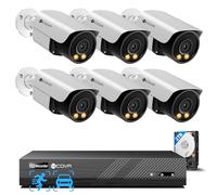 4COVR PoE CCTV Camera Systems 5MP, 2 Way Audio, Smart Color Night Vision, 6X Security Wired Bullet IP Camera Outdoor IP67 AI Human/Vehicle Detection, 8CH 4K NVR 2TB HDD, 24/7 Recording, ELY37YX5M0806