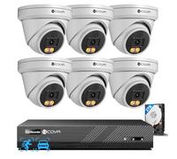4COVR PoE CCTV Camera Systems 5MP, 2 Way Audio, Smart Color Night Vision, AI Human/Vehicle Detection, 8CH 8MP NVR 2TB HDD, 6X 5MP Security Dome IP Camera IP67 Outdoor, 24/7 Recording, ELY97KA5M0806
