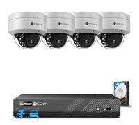 4COVR PoE CCTV Camera Systems 5MP, 4X 5MP Security IK10 Vandal-Proof Dome IP Camera with Mic, AI Human Vehicle Detection, 8CH 8MP H.265 NVR with 2TB HDD, IP67 Home Weatherproof Outdoor, ELY54AX5M0804