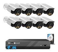 4COVR PoE CCTV Camera Systems 8 Channel, 2 Way Audio & Smart Color Night Vision, 8X 5MP IP Bullet Camera IP67 for Home Outdoor, Human Vehicle Detection, 4K NVR 2TB HDD 24/7 Recording, ELY37YX5M0808