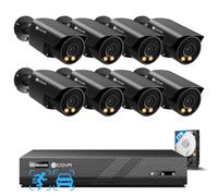 4COVR PoE CCTV Camera Systems 8 Channel, 8X 5MP Security IP Camera IP67 for Home Outdoor, 2 Way Audio & Smart Color Night Vision, Human Vehicle Detection, 4K NVR 2TB HDD 24/7 Recording, ELY37YB5M0808