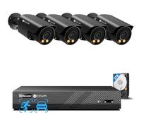 4COVR PoE CCTV Camera Systems Outdoor, 8CH 4K NVR 2TB HDD, 4X 5MP Wired Bullet IP Security Camera IP67, 2 Way Audio & Smart Color Night Vision, Person Vehicle Detection, 24/7 Home Video, ELY37YB5M0804