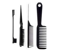 4cs Hair Brush Set Edges Control, Ratted Tail Comb, Bristles Hair Detangler Wide Tooth Travel Home Wide Tooth