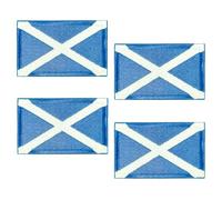 4CS St Andrew's Cross Iron-On Patch | Scottish Saltire Flag Embroidered Badge for Kilts, Bags, Festivals | 8.2cm x 5cm Durable Sew-On Emblem for DIY Crafts, Burns Night & Highland Games