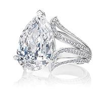 4CT 925 Sterling Silver Engagement Rings Pear Cut Promise Rings Bride's Eternal Wedding Princess Pear Cut Ring Teardrop Bands Water Drop Tear Shape Water Drop Ring 6