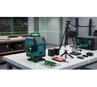 4D 16-Line 360 Degree Green Laser Level Auto Self-Leveling Measure Tool With 2 Batteries & Carry Case