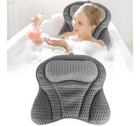4D Air Mesh Bath Pillow, Ergonomic Bath Pillow Neck and Back Support Bath Cushion, Air Mesh Technology Bath Headrest Pillow Bath Pillows with Strong Suction Cups for All Bathtub and Home Spa