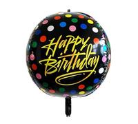 4D Black Colourful Birthday 4D Foil Balloon, 55cm