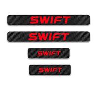 4D Carbon Fiber Car Door Sill for Suz-uki Swift, Anti Scratch Scuff Kick Plates Protector, Welcome Pedal Edge Non-Slip Sticker Protection Cover Styling Decoration Accessory, 4Pcs
