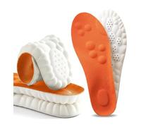 4D Cloud-Sensing Soft and Comfortable Memory Foam Shock-Absorbing Insoles with Heel Pad - Cuttable Arch Support Insoles, Enhance Foot Comfort and Relieve Fatigue, Orange, Men: 9.5-10 / Women: 11-12