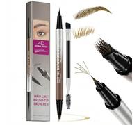4D Dual-Ended Eyebrow Pen With Ultra Fine Brush Tip & Spoolie - Achieve Natural Hair-Like Brows, Smudge-Proof & Waterproof Formula For All-Day Wear In Light Brown Shade (Natural Light Brown)