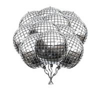 4D Foil Balloons 22 Inch Orb Disco Silver Metallic 12 Pcs Helium Ballon for Arch Kit 70s 80s 90s Theme Disco Party Decorations Birthday