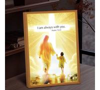 4D LED Jesus Night Light, LED Jesus Photo Frame Lamp, Illuminated Plug-in Lamp, 17x22x4.6 cm, for Bedroom, Living Room, Study Room, Your Nights for Christian Wall Art Gifts