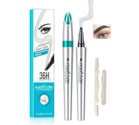 4D Microblading Eyebrow Pen with 4 Fork Tip - Waterproof, Smudge-Proof & Long-Lasting Liquid Brow Pencil for Natural Hair-Like Strokes, Includes Eyebrow Razor - Black