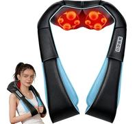 4D Neck Massager, Neck Back Massager with Heat to Relieve Body Pain, Deep Tissue Kneading with 8 Massage Nodes, 3 Speed Levels & Overheat Protection, Shiatsu Massager for Car, Office and Home Use