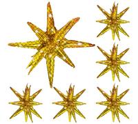 4D One-Piece Explosion Star Balloon 14-Pointed Star Cone Spiky Balloon Casino Movie Night Disco Party Supplies, 6 Pack Gold Metallic Fireworks Spike Balloons For Bachelor Bachelorette Birthday Wedding