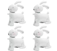 4D Realistic Farm Bunny Airwalker Walking Animal Balloon Happy Easter Balloon Baptism Supplies, 4 Pack Self Stand Rabbit Mylar Balloons Safari Jungle Woodland Bunny Decoration For Baby Shower Birthday