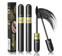 4D Silk Fiber Eyelash Mascara - 2 Pcs Waterproof Mascara Black - 2 in1 Double Effect Eyelash Mascaras - Volumising Mascaras - No Clumping & Smudging - Depth and Glamour Effortlessly for Striking Eyes