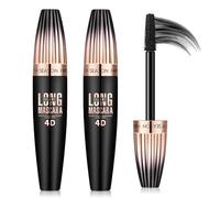 4D Silk Fiber Eyelash Mascara for Women - 2Pcs Mascara Black Waterproof, Extra Long, Thick & Smudge-Proof