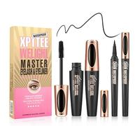 4D Silk Fibre Mascara and Eyeliner Set, Waterproof Black Volumising & Lengthening Lash Mascara & Liquid Eyeliner Pen, Smudge-Proof, Long Lasting & No Clumping, Makeup Gift for Women