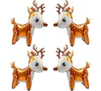 4D Stand Deer Airwalker Walking Animal Balloon For Xmas Eve Christmas Happy New Year Baby Shower Gender Reveal Birthday, 4 Pack Cute Self-Stand Reindeer Balloons Jungle Forest Buck or Doe Deer Balloon