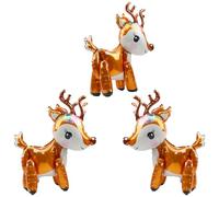 4D Stand Deer Airwalker Walking Animal Balloon For Xmas Eve Christmas Happy New Year Baby Shower Gender Reveal Birthday, 3 Pack Cute Self-Stand Reindeer Balloons Jungle Forest Buck or Doe Deer Balloon