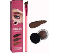 4D Ultra-Thin Brow Brush Eyebrow Cream, Long Lasting Brow Pomade With Brush, Professional Square Eyebrow Makeup Brush, Multifunction Ultra-Thin Angled Realistic Eyebrow Set (Dark brown)