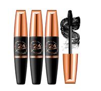 4D Waterproof Silk Fibre Thick Lengthening Mascara, Cordialk Mascara, 4D Silk Fibre Lash Mascaras, 24H Long Lasting Waterproof Liquid Lash Extensions, Volume Smudge-Proof Dirt-Resistant (Black, 3