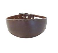 4doggies 10-12 Inch Brown Plain Leather Whippet Greyhound Collar