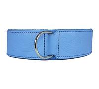 4doggies Blue Leather Paisley Embossed Dog Collar For Staffy Staffordshire Bull Terrier Bulldog (12-16 Inch - 1.5 Inch Wide)