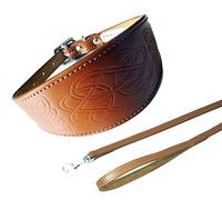 4doggies Celtic Tan Collar Lead Set 3 Sizes Padded and suede Backing Greyhound style collar (10-12 Inch Italian Greyhound)