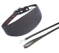 4doggies Plain Brown Collar Lead Set 3 Sizes Padded and suede Backing Greyhound style collar (12-14 Inch)