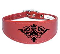 4doggies Whippet Collar Greyhound Collar Italian Greyhound Collar Padded Backing Dog Collar Engraved D19 (17-21 Inch (43cm-53cm), Red)