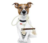 4DOGS Indestructible Dog Rope Toy for Dog Teeth Cleaning Combined with Natural Dog Chew Antler, This is 100% Natural Gluten Free, GMO Free Dog Toys - 1 Piece Knot Easily Chewable- XL