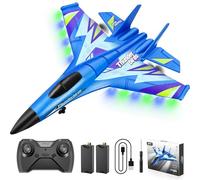 4DRC G6 RC Plane with 2 Take-off Modes, 2 Batteries and Light, 2.4GHz 4 Channel Foam Remote Control Airplane Planes RTF Glider Fighter Jet Toys Gift for Kids 8-12 Beginners Boys Adults