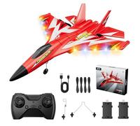4DRC G6 RC Plane with 2 Take-off Modes, 2 Batteries and Light, 2.4GHz 4 Channel Foam Remote Control Airplane Planes RTF Glider Fighter Jet Toys Gift for Kids 8-12 Beginners Boys Adults, Red