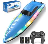 4DRC S7 RC Boat with LED Lights, Low Battery Warning, Self-balancing,50+ Min Running Time, 2 Rechargeable Batteries, 2.4 GHz Waterproof High Speed Remote Control Boats Pools Lakes Toy for Kids Adults
