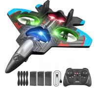 4DRC V32 Foam Remote Control Airplanes with 3 Batteries, RC Planes for Kids Adults, RC Airplane Fighter Jet with Light, 360° Flip Fighter Jet Toys, Stunt Roll, Airplane Toy Gifts for Kids Boys