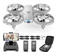 4DRC V8 Mini Drone with 720P Camera for Kids Beginners, RC Quadcopter with 2 Batteries Longer Flight Time, Altitude Hold, Headless Mode, Palm Take off, QuickShots, Built-In Propeller Guard, Grey