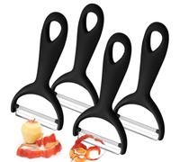 4er Pack Vegetable Peeler with Stainless Steel Sharp Blade, Non-Slip Ergonomic Handle. Y Shaped Peeler for Potato,Carrot,Cucumber,Citrus,Garlic,Orange,Lemon,apple peeler kitchen gadgets (black)