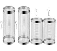 4er Set Cylindrical Grill Basket Round Stainless Vegetable Grillnetz With Hook