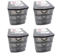 4er Set Drawer Box 19x14, 5x16 CM Organizer Plastic 3 Drawers Stackable