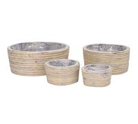 4er Set Flowerpot Decor Home Accessory Grey Rattan 15cm Boho Handmade