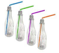 4er Set LED 400ml Partyglas with Lid And Drinking Straw Plastic Cocktail Mug
