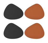 4er Set Saucer Faux Leather 45 X 36 CM Black & Brown Reversible Table Sets Oval