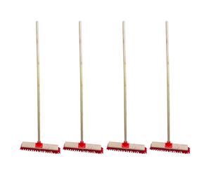 4er Set Street Broom 60 CM With 120 Wooden Handle Industrial