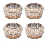 4er Set Vintage Tealight Holder Candle Holder Wood Boho Deco 9cm