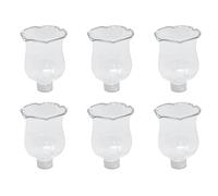 4E's Novelty Clear Glass Tulip Votive Cups with Peg, 6 Pack, 2.75" Tall, Transparent, Wedding & Shabbat, Indoor, Tabletop Candle Holders